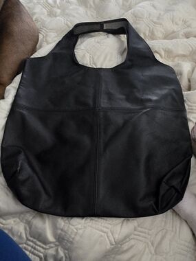 Black Leather Tote Bag